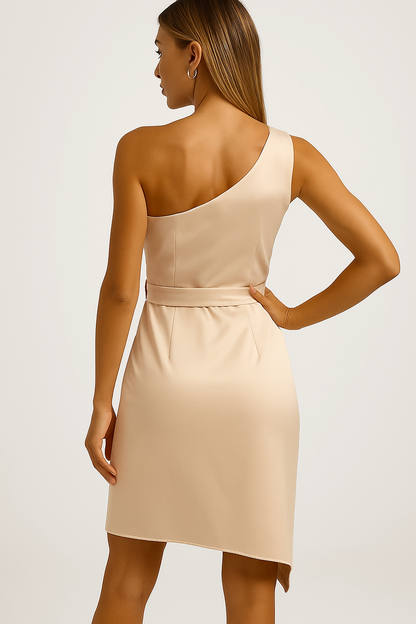 Dames One-Shoulder Zomerjurk met Tailleband