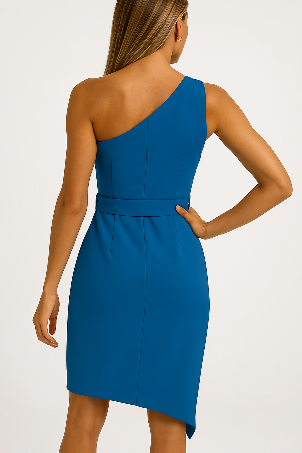 Dames One-Shoulder Zomerjurk met Tailleband