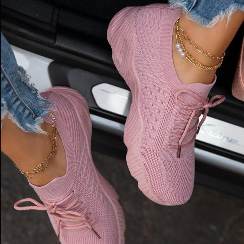 Dames Ademend Lichtgewicht Sneakers met Antislipzool en Vetersluiting