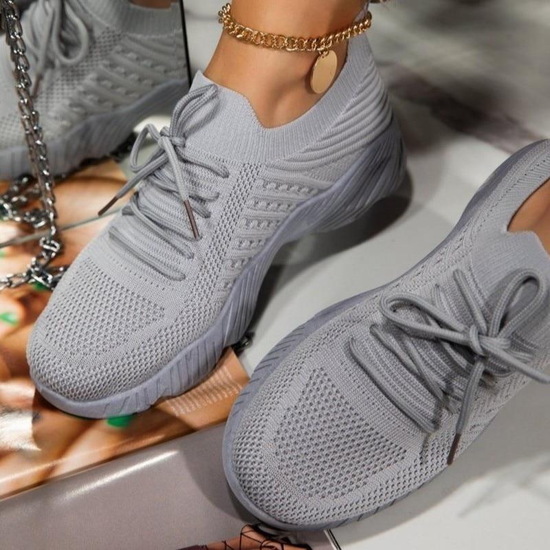 Dames Ademend Lichtgewicht Sneakers met Antislipzool en Vetersluiting