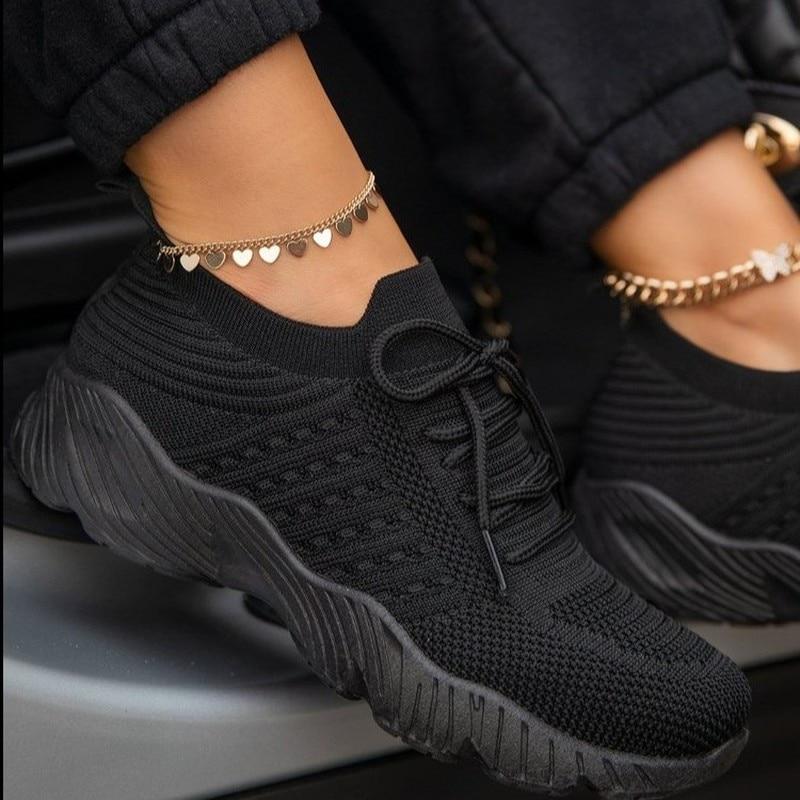 Dames Ademend Lichtgewicht Sneakers met Antislipzool en Vetersluiting