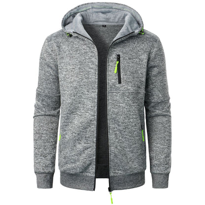 Heren Herfst Gebreid Vest met Capuchon Jacquard Structuur Volledige Rits