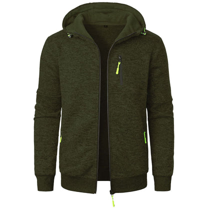 Heren Herfst Gebreid Vest met Capuchon Jacquard Structuur Volledige Rits