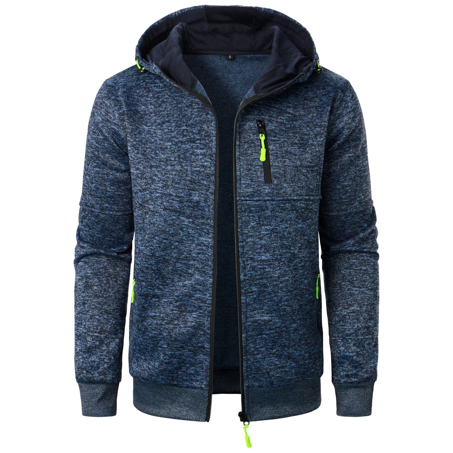 Heren Herfst Gebreid Vest met Capuchon Jacquard Structuur Volledige Rits