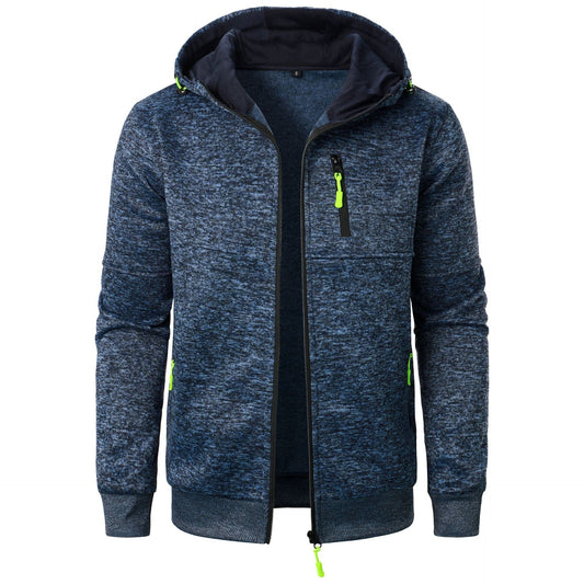Heren Herfst Gebreid Vest met Capuchon Jacquard Structuur Volledige Rits
