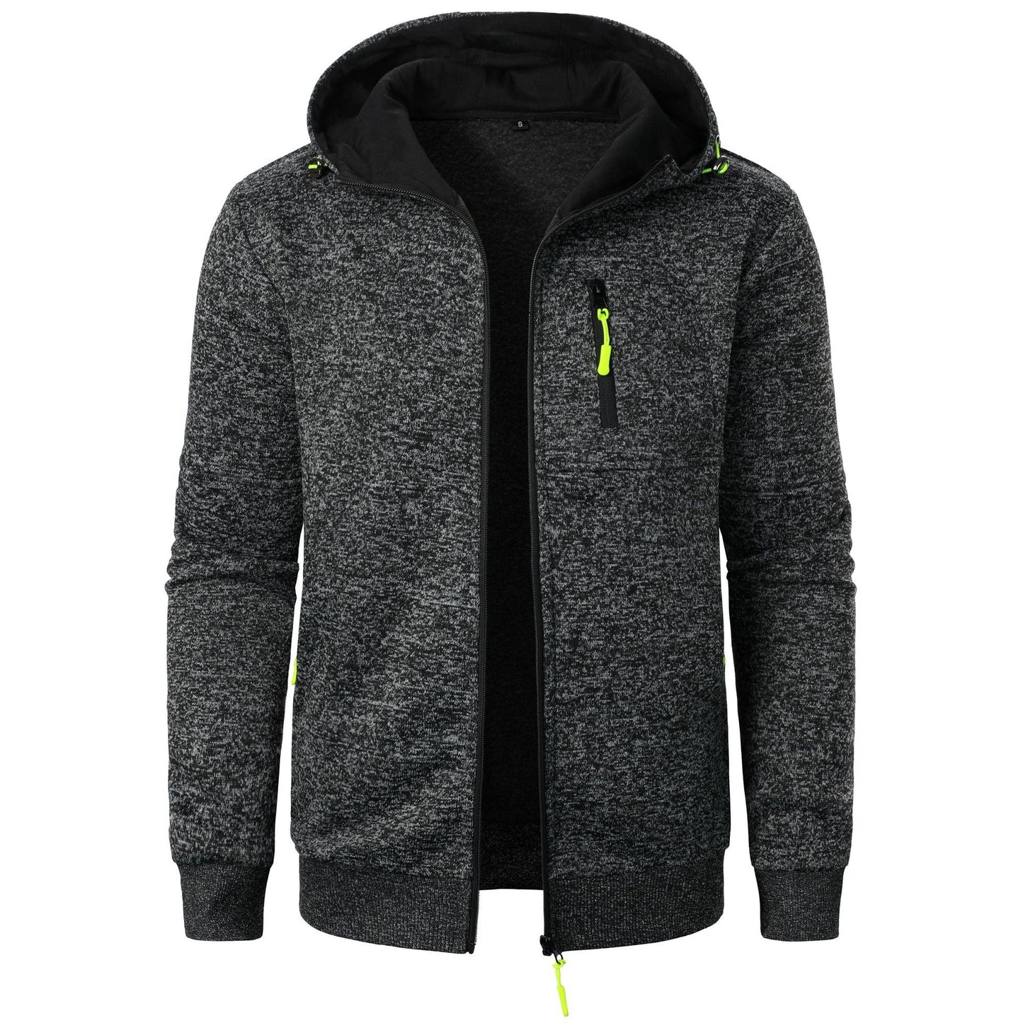 Heren Herfst Gebreid Vest met Capuchon Jacquard Structuur Volledige Rits