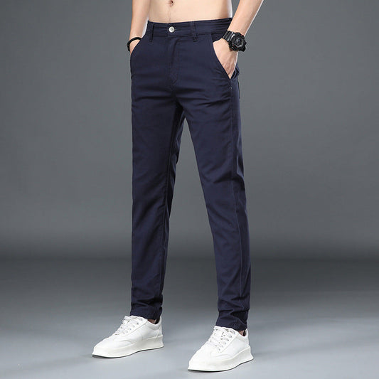 Heren Pantalon Met Elastische Rechte Pijp En Ritssluiting