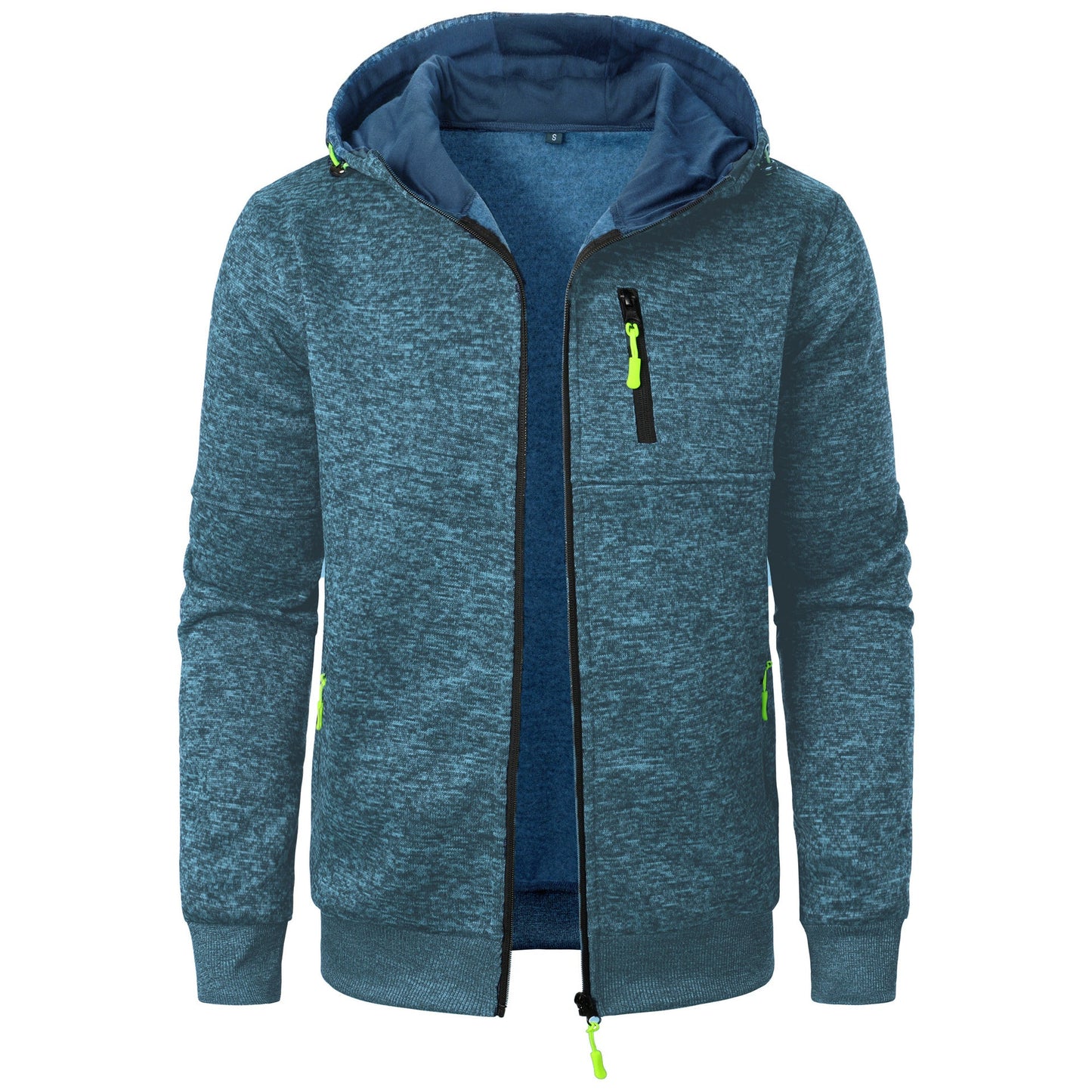Heren Herfst Gebreid Vest met Capuchon Jacquard Structuur Volledige Rits