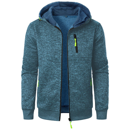 Heren Herfst Gebreid Vest met Capuchon Jacquard Structuur Volledige Rits