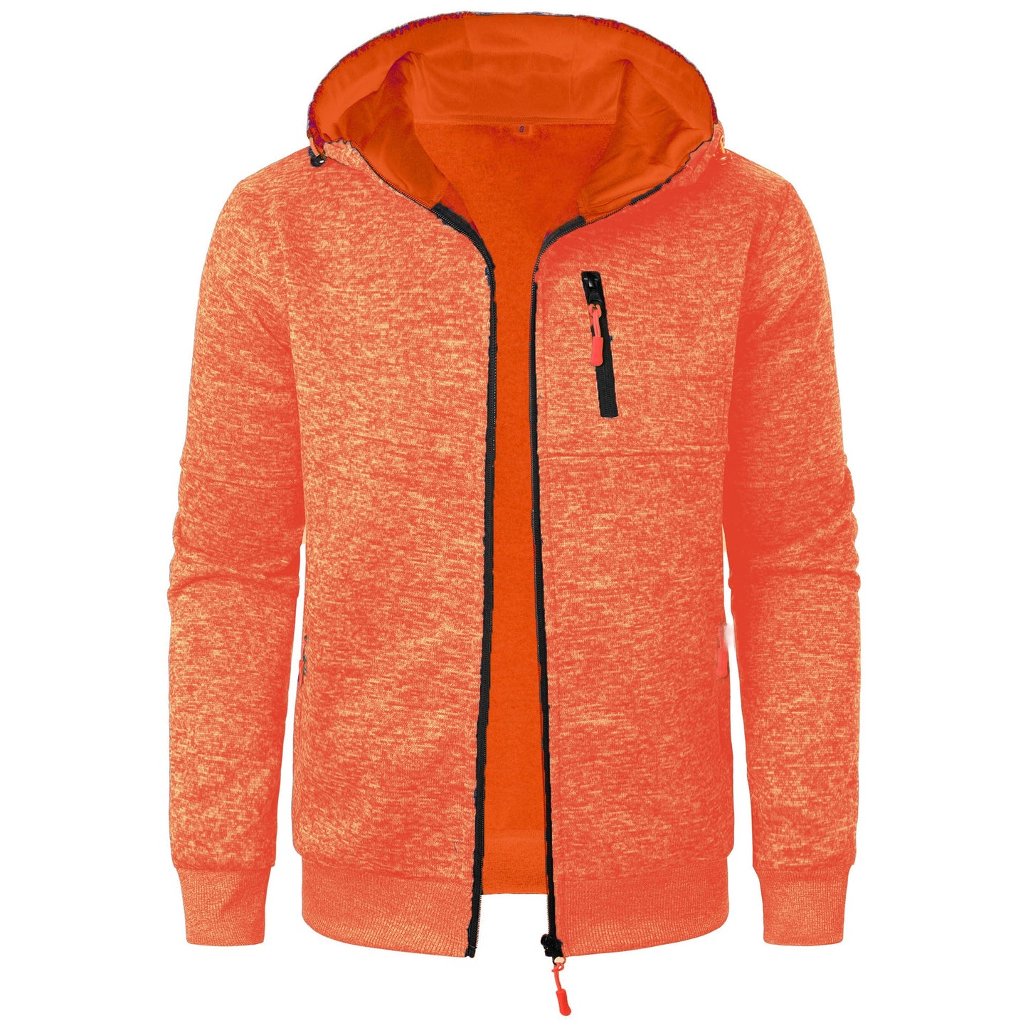 Heren Herfst Gebreid Vest met Capuchon Jacquard Structuur Volledige Rits