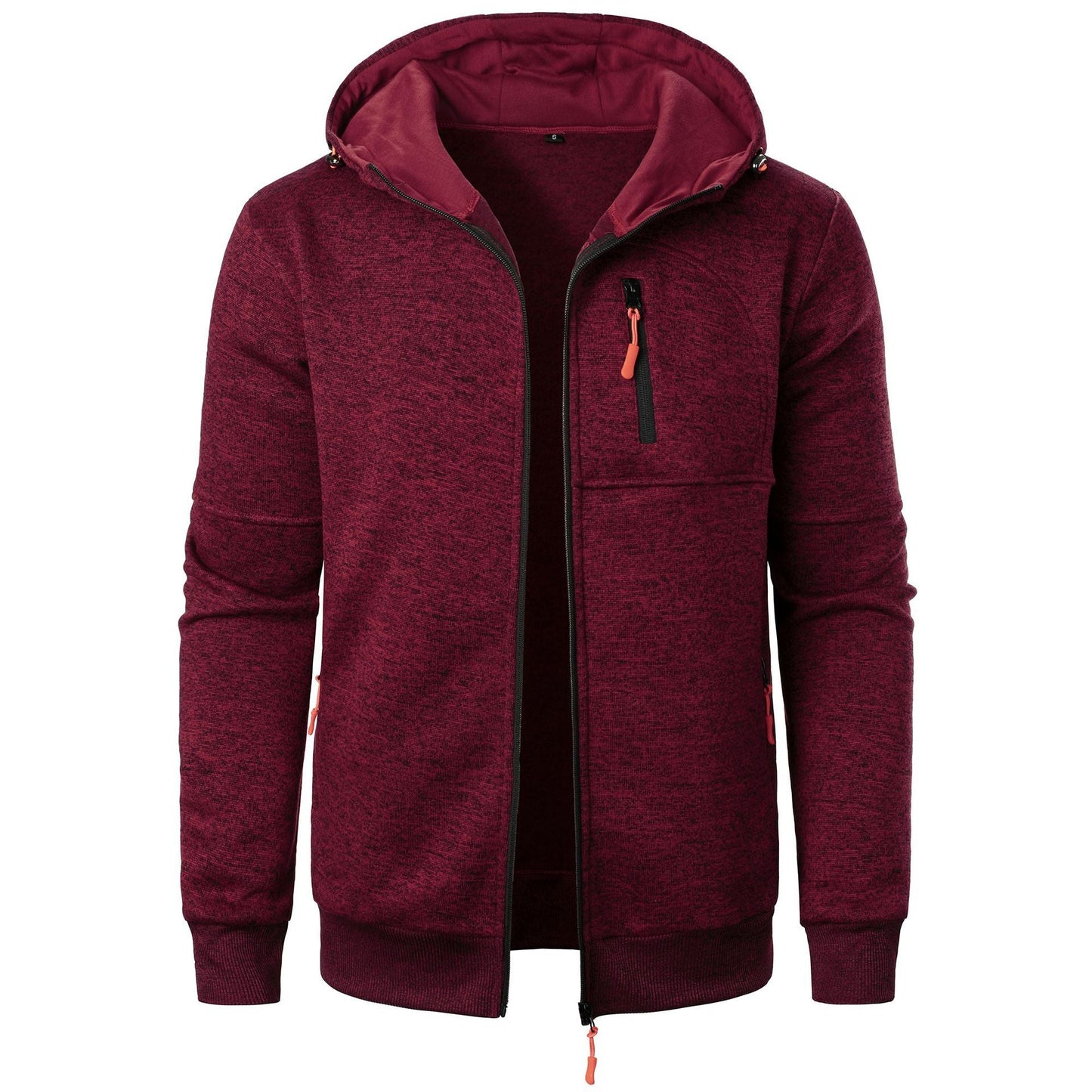 Heren Herfst Gebreid Vest met Capuchon Jacquard Structuur Volledige Rits