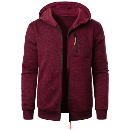 Heren Herfst Gebreid Vest met Capuchon Jacquard Structuur Volledige Rits