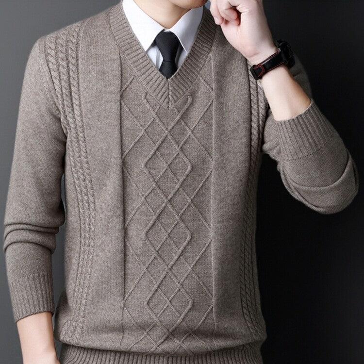 Heren Winter Pullover Trui Met Geribbelde Kraag Lange Mouwen Gebreid