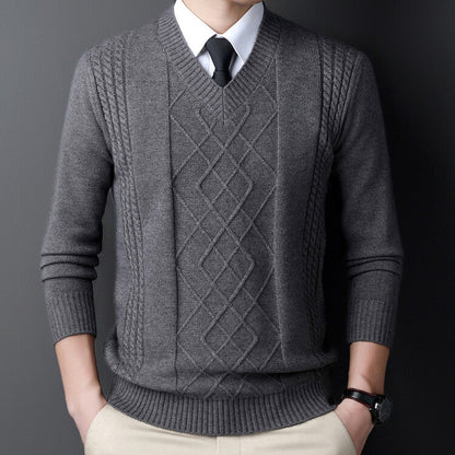 Heren Winter Pullover Trui Met Geribbelde Kraag Lange Mouwen Gebreid