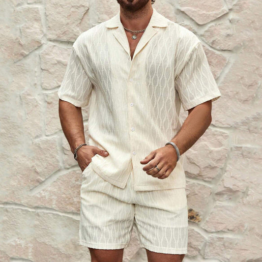 Heren Zomerset Tweedelige Set Korte Mouwen Overhemd Met Reverskraag En Bijpassende Shorts