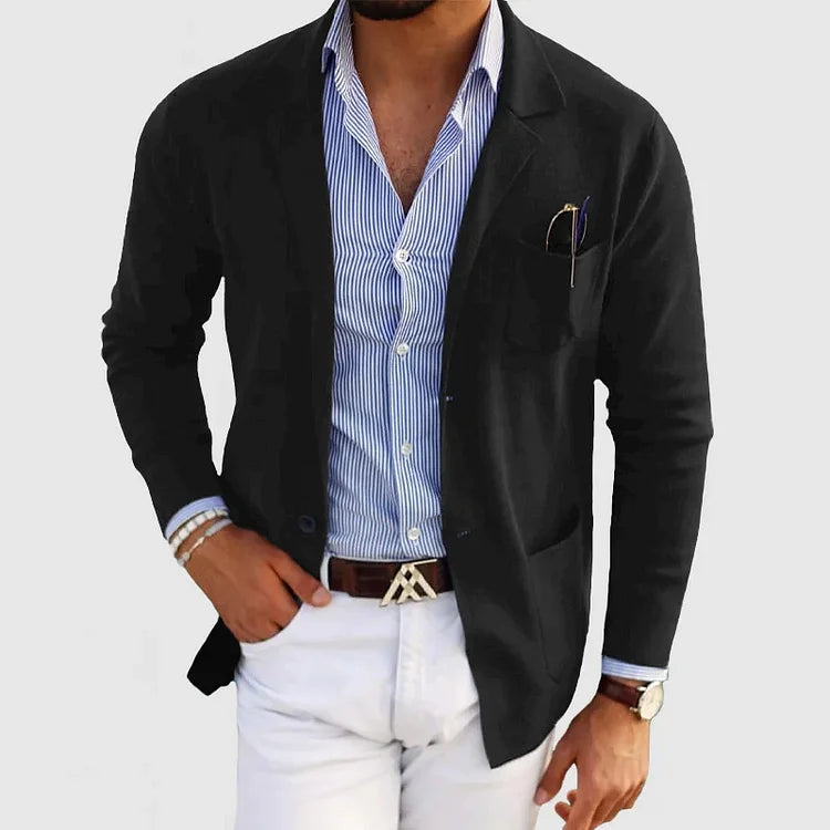 Heren Enkelrij Blazer Voor De Herfst Met Reverskraag En Voorzakken