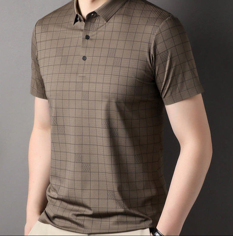 Heren Zomerse T-shirt met Korte Mouwen Dunne Pullover Effen Kleur Losse Pasvorm