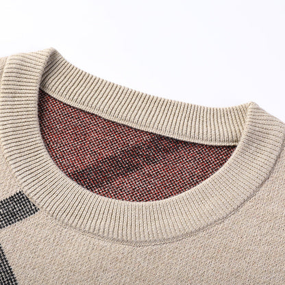 Heren Gebreide Pullover Trui Losse Pasvorm Bedrukt Ontwerp