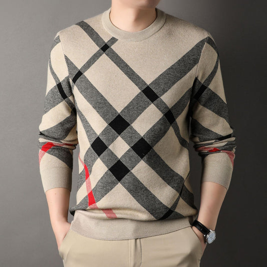 Heren Gebreide Pullover Trui Losse Pasvorm Bedrukt Ontwerp