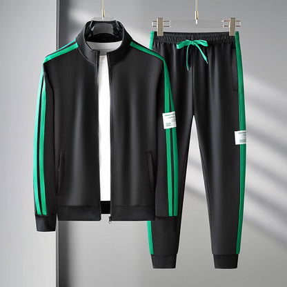 Heren Sportkledingset Tweedelige Set Met Ritsvest Lange Mouwen En Lange Broek